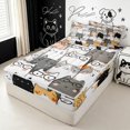 thumbnail image 1 of Manfei Cute Kitten Zipper Queen Comforter Set with Fitted Sheet and 2 Pillowcases, Cartoon Graffiti Cat Zipper Bedding Set, White Gray, Gray Reversible, 4 Pieces, 1 of 7