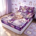 thumbnail image 1 of Manfei Cute Kitten Zipper Twin Comforter Sets with Fitted Sheet and 2 Pillowcases, Romantic Rose Butterfly Zipper Bedding Set, Purple, Polkadot Reversible, 4 Pieces, 1 of 7