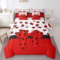 thumbnail image 1 of Manfei Cute Ladybird 7-Piece Twin Bedding Sets,Red Bowknot Bedding Comforter Set,Polka Dots Breathable Sheet Sets,Microfiber Cartoon Bedroom Decorative,Reversible, 1 of 7