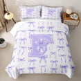 thumbnail image 1 of Manfei Cute Lavender Bow Quilt Full For Girls,Chic Letter F Monogram Full Bedspread Sets For Kids,3-Piece, 1 of 7