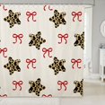 thumbnail image 1 of Manfei Cute Leopard Stars Print Shower Curtain 72Wx72L,Cartoon Red Bows Bathroom Curtain, 1 of 5
