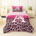 thumbnail image 1 of Manfei Cute Letter A Twin Comforter Sets,Pink Leopard Print Bedding Set,Pink Reversible,2pcs,1 Comforter and 1 Pillowcase, 1 of 7