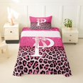 thumbnail image 1 of Manfei Cute Letter P Print Twin Sheets,Chic Leopard Bedding,Pink,3-Piece, 1 of 6