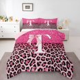 thumbnail image 1 of Manfei Cute Letter T Queen Comforter Set,Classic Leopard Pattern Comforter Sets Queen,Pink,Pink Reversible,3pcs,1 Comforter and 2 Pillowcases, 1 of 7