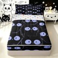 thumbnail image 1 of Manfei Cute Lines Cat Zipper Queen Comforter Set with Fitted Sheet and 2 Pillowcases, Abstract Kitten Zipper Bedding Set, Black Blue, Polkadot Reversible, 4-Piece, 1 of 7
