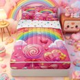thumbnail image 1 of Manfei Cute Lollipop Zipper Queen Comforter Set with Fitted Sheet and 2 Pillowcases, Heart Butterfly Zipper Bedding Set, Hot Pink, Polkadot Reversible, 4 Pieces, 1 of 7