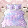 thumbnail image 1 of Manfei Cute Mermaid Pattern 7-Piece Twin Bedding Sets,Cartoon Ocean Sealife Bedding Comforter Set,Pink Purple Ombre Sheet Sets For Girls Kids,Super Cozy Room Decor Reversible, 1 of 8