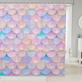 thumbnail image 1 of Manfei Cute Mermaid Tail Shower Curtain 72Wx72L, Dreamy Fish Scale Bathroom Curtain, Pink Blue, 1 of 5