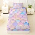 thumbnail image 1 of Manfei Cute Mermaid Tail Twin Fitted Sheet, Dreamy Fish Scale Bedding, Pink Blue, 2 Pieces, 1 Fitted Sheet and 1 Pillowcase, 1 of 6