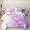 thumbnail image 1 of Manfei Cute Monogram T Quilt King,Pretty Bownot King Coverlet Set,Purple,3pcs, 1 of 7
