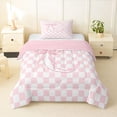 thumbnail image 1 of Manfei Cute Monogrammed C Twin Comforter Sets,Checkerboard Bow Bedding Set,Pink,Pink Reversible,2-Piece,1 Comforter and 1 Pillowcase, 1 of 7