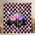 thumbnail image 1 of Manfei Cute Monster Truck Blackout Curtains,Pink Checkboard Curtains Pack of 2 (42x84 Each), 1 of 7