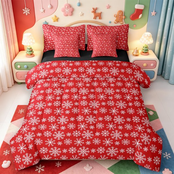 Manfei Cute Nutcracker 7pcs Queen Bedding,Christmas Winter Festive Bedding Comforter Set Queen,Black Reversible