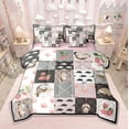 thumbnail image 1 of Manfei Cute Opossum Plaid Bedding Comforter Set 7 Pieces for Kids Girls, Cute Strawberry Floral Full Bedding Set, Rodent Animal Fitted Sheet Flat Sheet, Lightweight Room Decor, 1 of 8