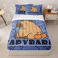 thumbnail image 1 of Manfei Cute Orange Fruit Pattern Zipper Twin Comforter Sets with Fitted Sheet and 2 Pillowcases,Kawaii Capybara Zipper Bedding Set,Blue,Reversible,4pcs, 1 of 8