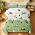 thumbnail image 1 of Manfei Cute Panda Quilt Full, Cartoon Paw Print Full Bedspread Sets, Green, 3pcs, 1 Coverlet and 2 Pillowcases, 1 of 7