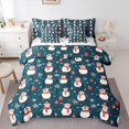 thumbnail image 1 of Manfei Cute Penguin 7 Pieces Bedding Comforter Set,Merry Christmas Full Bedding Set,White Snowflake Red Xmas Ball Fitted Sheet Flat Sheet For Girl Kids,Breathable Home Decor Reversible, 1 of 8