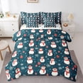 thumbnail image 1 of Manfei Cute Penguin 7pcs Bedding Comforter Set,Merry Christmas Queen Bedding Sets,White Snowflake Red Xmas Ball Queen Sheet Sets For Girl Kids,Breathable Home Decor Reversible, 1 of 8