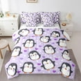thumbnail image 1 of Manfei Cute Penguin Print Bedding Comforter Set 7 Pieces, Kawaii Cartoon Love Heart Full Bedding Set, Teen Boy Girl Kid Fitted Sheet Flat Sheet, Ultra Soft Home Decor, 1 of 7