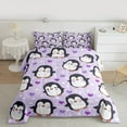 thumbnail image 1 of Manfei Cute Penguin Print Queen Comforter Set, Kawaii Cartoon Love Heart Bedding Comforter Set, Teen Boy Girl Kid Bedding Set, Ultra Soft Home Decor, 3pcs, 1 of 8