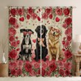 thumbnail image 1 of Manfei Cute Pet Dogs Black Out Curtains,Retro Rustic Flower Curtains Pack of 2 (42x63 Each),Red Floral Bedroom Curtains For Girls Boys,Breathable Home Decor, 1 of 6