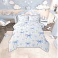 thumbnail image 1 of Manfei Cute Pink Bow King Size Comforter Sets,Lovely Bow Knot Bedding Comforter Set,Blue Loves Pattern Bedding Set For Princess,Breathable Home Decor Reversible,3pcs, 1 of 8