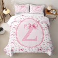 thumbnail image 1 of Manfei Cute Pink Bowtie Twin Quilt Set For Girls,Letter Z Monogram Twin Coverlet Set For Kids,2-Piece, 1 of 7