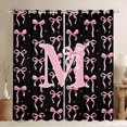 thumbnail image 1 of Manfei Cute Pink Letter M Monogrammed Blackout Curtains Set of 2 (52x84 Each) for Kids Girls,Polka Dots Ribbon Bowtie Window Curtains for Teens,Lightweight Room Decor, 1 of 6