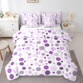 thumbnail image 1 of Manfei Cute Polka Dots 7pcs Bedding Comforter Set,Geometric Circular Pattern Queen Bedding Sets,Purple White Queen Sheet Sets For Girls Kids,Breathable Home Decor Reversible, 1 of 8