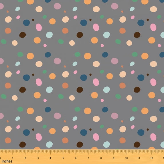 Manfei Cute Polka Dots Fabric by the Yard 1 Yard, Cartoon Home Decor Fabric by the Yard, Charcoal Gray