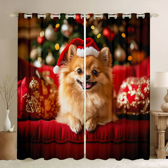 Manfei Cute Puppy Dog Curtains Pack of 2 (42x84 Each),Pet Lover Curtains Blackout,Merry Xmas Bedroom Curtains For Boys Kids,Breathable Home Decor