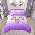 thumbnail image 1 of Manfei Cute Purple Axolotl Queen Comforter Set, Kawaii Glitter Stars Bedding Sets, Teens Boys Girls Kids Reversible Bedding Comforter Set, Breathable Home Decor, 3-Piece, 1 of 8
