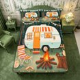 thumbnail image 1 of Manfei Cute RV Car Fitted Sheet Queen 3-Piece,Happy Camping Bedding,Green White,1 Fitted Sheet and 2 Pillowcases, 1 of 6