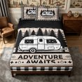 thumbnail image 1 of Manfei Cute RV Car Zipper Full Size Comforter Sets with Fitted Sheet and 2 Pillowcases,Adventure Theme Zipper Bedding Set,Black White,Reversible, 1 of 7
