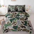thumbnail image 1 of Manfei Cute Rabbit 7-Piece Twin Bedding,Rustic Camo Print Bedding Comforter Set,Green,Black Reversible, 1 of 7