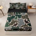 thumbnail image 1 of Manfei Cute Rabbit Zipper Full Size Comforter Sets with Fitted Sheet and 2 Pillowcases,Rustic Camo Print Zipper Bedding Set,Green,Black Reversible,4pcs, 1 of 8