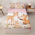 thumbnail image 1 of Manfei Cute Rabbit Zipper Twin Comforter Sets with Fitted Sheet and 2 Pillowcases,Woodland Animal Zipper Bedding Set,Pink,Pink Reversible,4pcs, 1 of 8