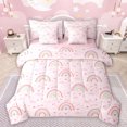 thumbnail image 1 of Manfei Cute Rainbow 7-Piece Twin Bedding Sets,Loves Stars Print Bedding Comforter Set,Pink Fairy Tale Sheet Sets For Girls Kids,Super Cozy Room Decor Reversible, 1 of 7