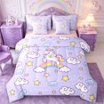 thumbnail image 1 of Manfei Cute Rainbow Unicorn 7-Piece Twin Bedding,Cartoon Starry Sky Bedding Comforter Set,Reversible, 1 of 6