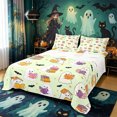 thumbnail image 1 of Manfei Cute Reading Ghost Queen Sheets 4 Pieces, Halloween Spooky Flying Bat Queen Sheet Sets, Mint Green White,1 Fitted Sheet, 1 Flat Sheet and 2 Pillowcases, 1 of 5