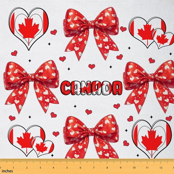 Manfei Cute Red Bowknot Sewing & Crafting Fabric (1 Yard), Flag of Canada Home Decor Fabric by the Yard, Love Heart Print Fabric by the Yard, Luxurious Bedroom Decor