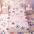 thumbnail image 1 of Manfei Cute Ribbon Bowknot Twin Fitted Sheet,3D Cartoon Football Print Bedding,2-Piece,1 Fitted Sheet and 1 Pillowcase, 1 of 6