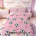 thumbnail image 1 of Manfei Cute Ribbon Bowtie Full Size Comforter Sets,American Soccer Bedding Comforter Set,Pink Reversible,3pcs,1 Comforter and 2 Pillowcases, 1 of 7
