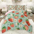 thumbnail image 1 of Manfei Cute Rustic Flower Bedding Comforter Set,Sweet Strawberry Pattern Twin Comforter Sets,Red Green Bedding Set For Girls Teens,Breathable Home Decor Reversible,2 Pieces, 1 of 8