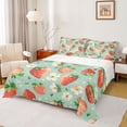 thumbnail image 1 of Manfei Cute Rustic Flower Full Size Sheets,Sweet Strawberry Pattern Bed Sheets,Red Green Sheet Sets For Girls Teens,Breathable Home Decor,4pcs, 1 of 7