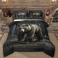 thumbnail image 1 of Manfei Cute Safari Bear Queen Comforter Set,Jungle Wildlife Bedding Sets,Rustic Farmhouse Bedding Comforter Set For Girls Boys,Luxury Bedroom Decor Reversible,3pcs, 1 of 8