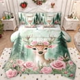 thumbnail image 1 of Manfei Cute Safari Deer 7-Piece Twin Bedding Sets,Pink Flower Floral Bedding Comforter Set,Merry Christmas Sheet Sets For Girls Kids,Luxury Bedroom Decor Reversible, 1 of 8