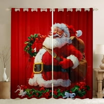Manfei Cute Santa Claus Black Out Curtains for Boys Girls, Happy New Year Curtains Pack of 2 (42x63 Each), Red Christmas Bedroom Curtains, Luxurious Room Decor