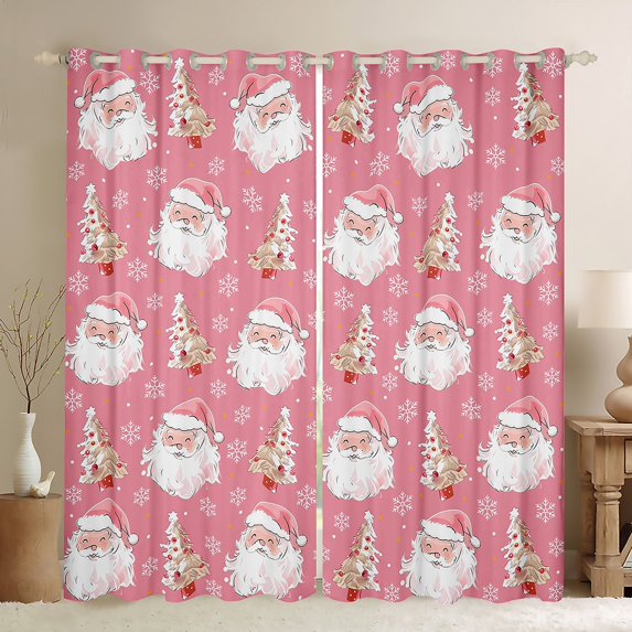 Manfei Cute Santa Claus Curtains Pack of 2 (42x84 Each) for Kid, Dreamy Christmas Tree Curtains Blackout, Snowflake Print Bedroom Curtains, Curtains and Drapes Room Decor