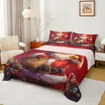 thumbnail image 1 of Manfei Cute Santa Claus Twin Sheet Sets for Boys Girls, Happy New Year Twin Fitted Sheet, Red Christmas Flat Sheet, Breathable Home Decor 3-Piece, 1 of 7